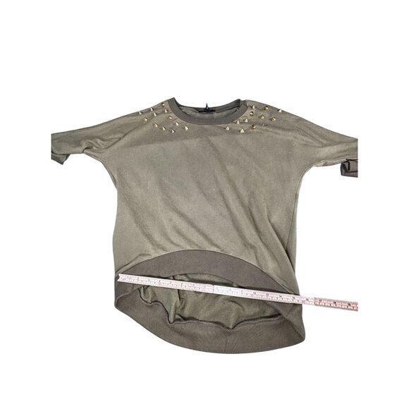 Gold Studded Olive Sweatshirt Pullover By Forever 21 Medium Size - Picture 8 of 9